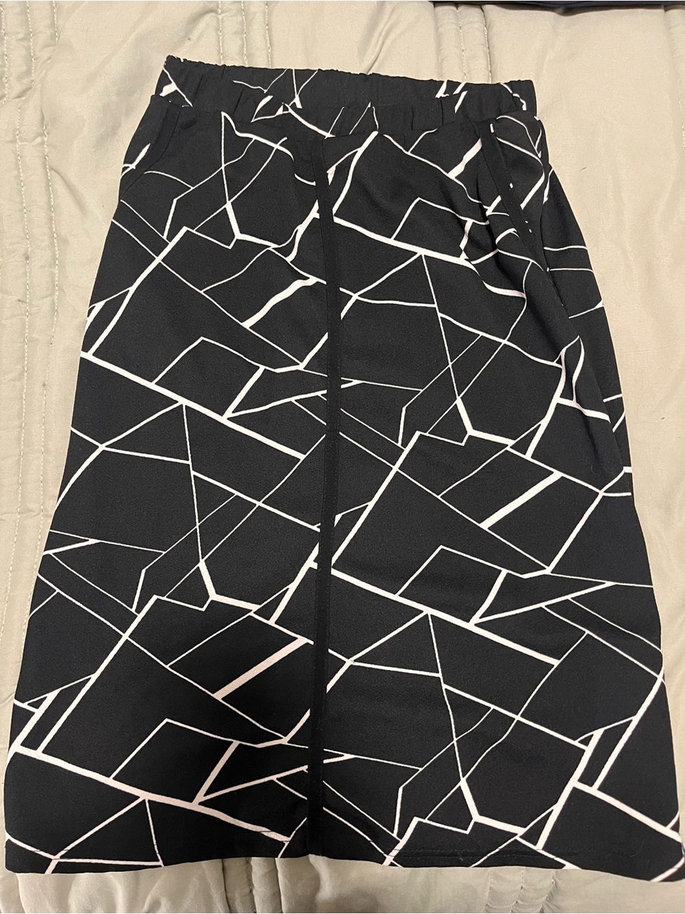 Black & White Geometric Midi Skirt